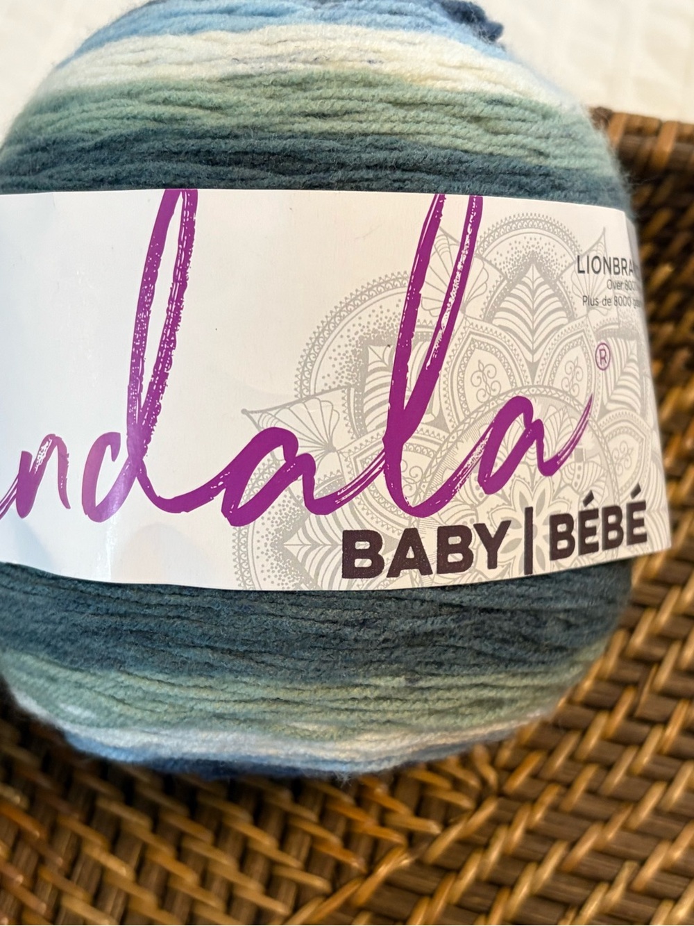 Mandala Baby Ombre Yarn in Blue and Green by Lion Brand